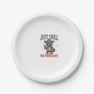 Just Chill The Fourth Out Patriotic Raccoon Shirt_ Paper Plates