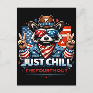 Just Chill This Fourth Funny Raccoon Summer Design Postcard