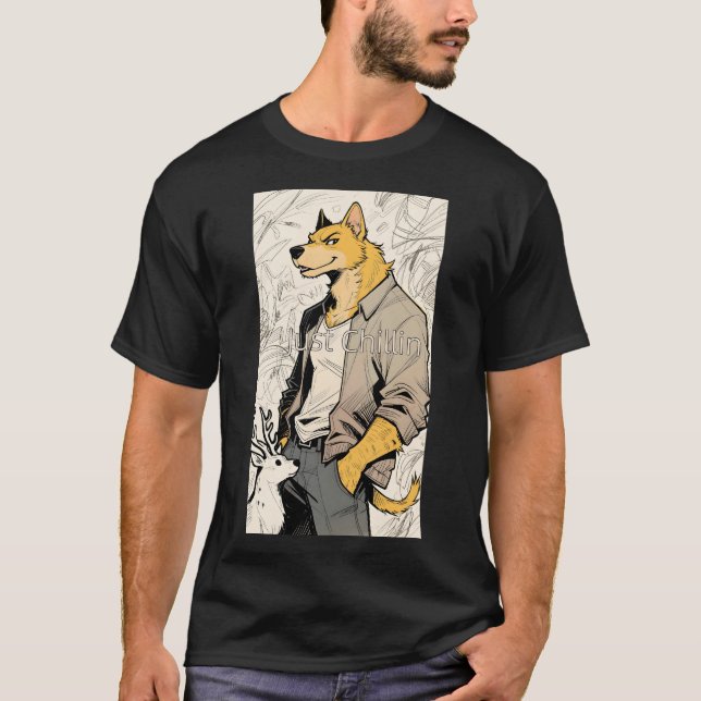 "Just Chillin" Anthropomorphic Dog Men's T - Shirt (Front)