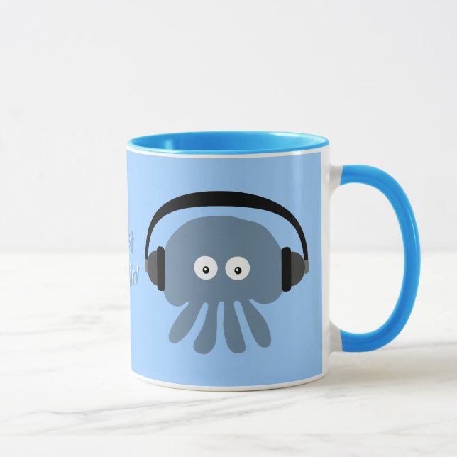 Just Chillin' Blue Jellyfish With Headphones Mug (Right)