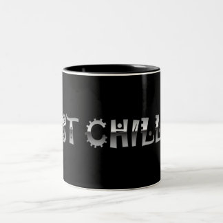 Just Chillin Cool Silver Metal Type Industrial Two-Tone Coffee Mug