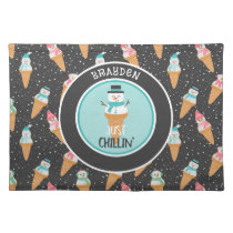 Just Chillin Funny Snowman Snow Cone Winter Cloth Placemat