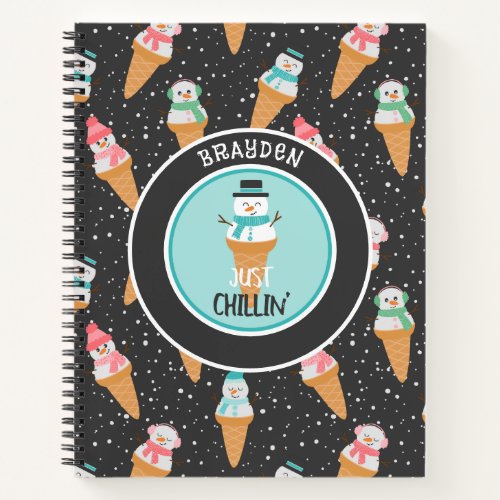 Just Chillin Funny Snowman Snow Cone Winter Notebook