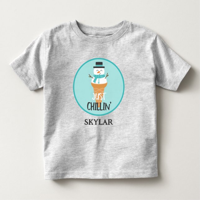 Just Chillin Funny Snowman Snow Cone Winter Toddler T-shirt (Front)