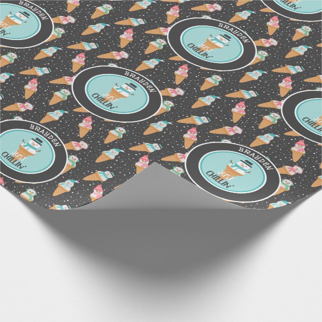 Just Chillin Funny Snowman Snow Cone Winter Wrapping Paper (Corner)