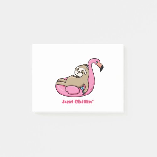 JUST CHILLIN _ Lazy Sloth  Pink Flamingo Post_it Notes