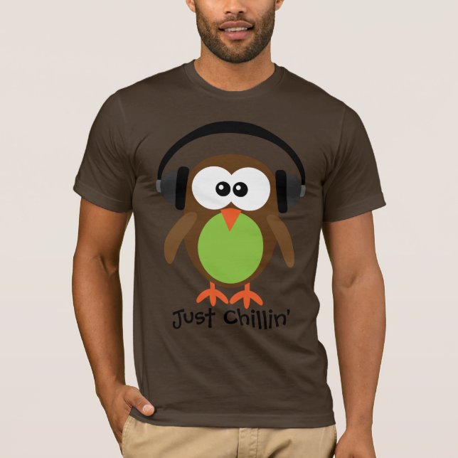 Just Chillin' Owl With Headphones T-Shirt (Front)