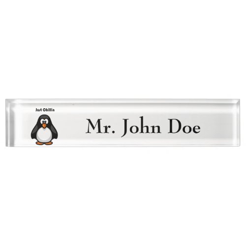 Just Chillin Penguin Funny Hanging Out Cartoon Nameplate