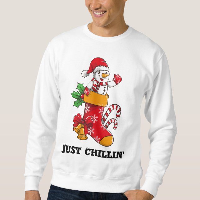 Just Chillin Personalized Christmas Snowman Sweatshirt (Front)