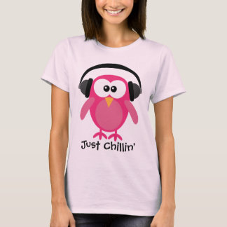 Just Chillin' Pink Owl With Headphones T-Shirt
