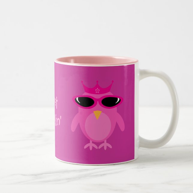 Just Chillin' Pink Princess Owls With Sunglasses Two-Tone Coffee Mug (Right)