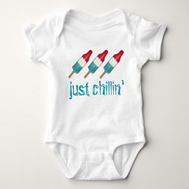 Just Chillin' Rocket Pops Popsicle Patriotic USA Baby Bodysuit (Front)