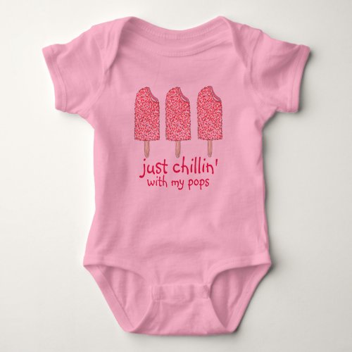 Just Chillin With My Pops Pink Popsicle Grandpa Baby Bodysuit
