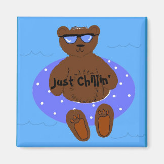 Just Chilling Bear In An Inner Tube Magnet