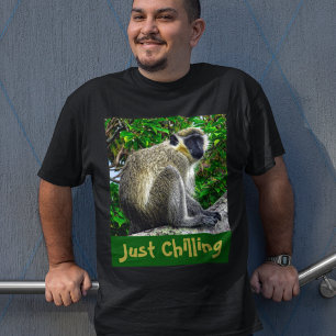Just Chilling Green Monkey Print T-Shirt