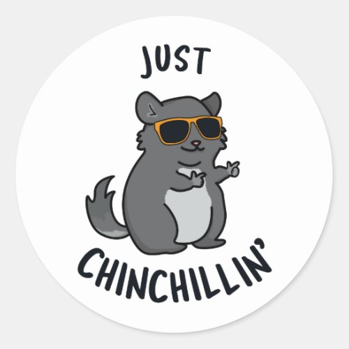 Just Chin_Chillin Funny Chinchilla Pun  Classic Round Sticker