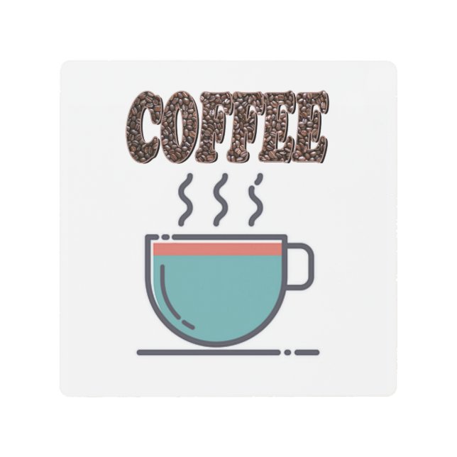 Just "Coffee" Cup Retro Wall Metal Art (Front)