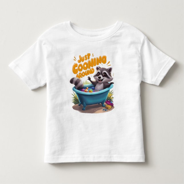 Just Cooning Mischievous Raccoons Bath Adventure Toddler T-shirt (Front)