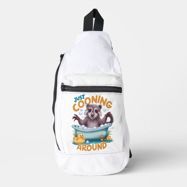 Just Cooning, Playful Raccoon Bath time Adventure Sling Bag (Front)