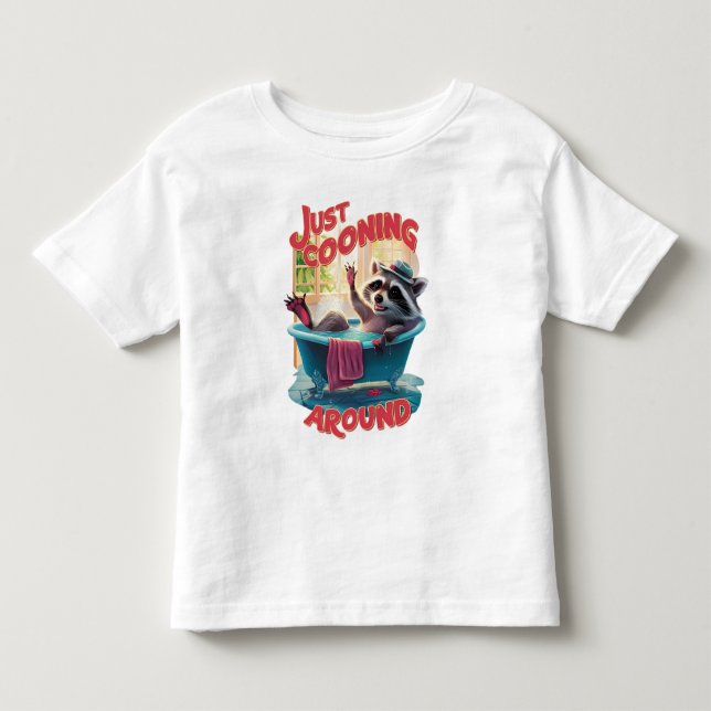 Just Cooning Playful Raccoon Splashing in Bath , Toddler T-shirt (Front)