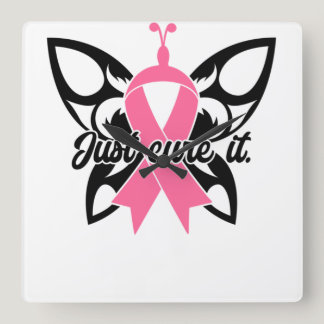 Just Cure It Breast Cancer Awareness Square Wall Clock