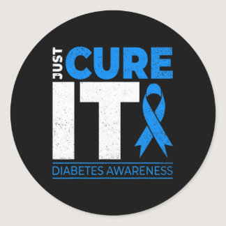 Just Cure It Diabetes Awareness Blue Ribbon Diabet Classic Round Sticker