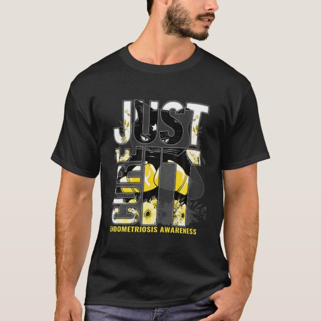 Just Cure It Endometriosis Awareness Yellow Cat T  T-Shirt (Front)