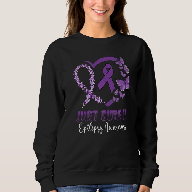 Just Cure It Epilepsy Awareness Day Butterfly Purp Sweatshirt (Front)