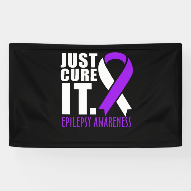 Just Cure It Epilepsy Awareness Ribbon Banner (Horizontal)