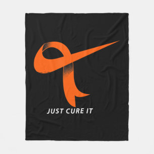 Just Cure It Orange Ribbon Leukemia Awareness  Fleece Blanket