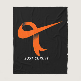 Just Cure It Orange Ribbon Leukemia Awareness  Fleece Blanket