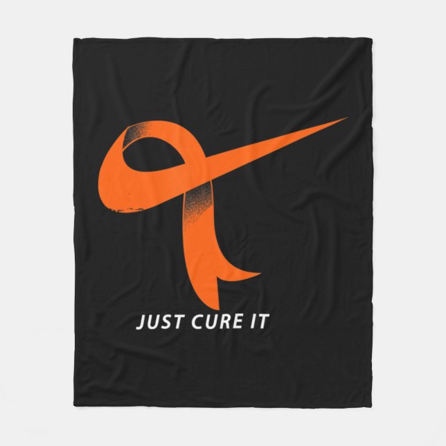 Just Cure It Orange Ribbon Leukemia Awareness  Fleece Blanket (Front)