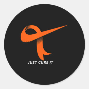 Just Cure It Orange Ribbon Leukemia Awareness Shir Classic Round Sticker