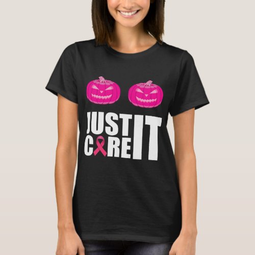just cure it Pink pumpkin Breast Cancer Awareness T_Shirt