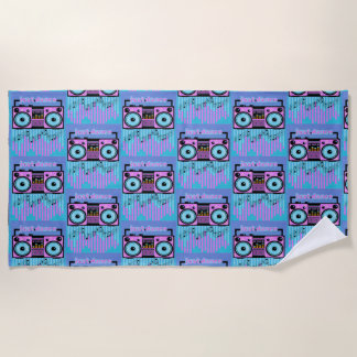 Just Dance Retro Style Boombox Beach Towel