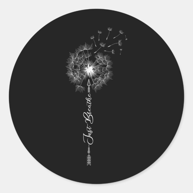 Just Dandelion Tattoo Motif Arrow Breathe Dandelio Classic Round Sticker (Front)
