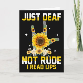 Just Deaf Not Rude Hearing Impaired Deaf Asl Sign  Card