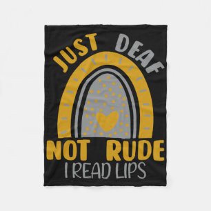 Just Deaf Not Rude Rainbow Deaf Awareness Asl Sign Fleece Blanket