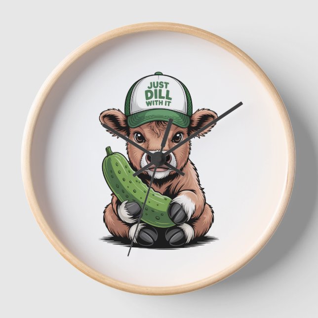 Just Dill with It Cow , Funny Pickle Clock (Front)