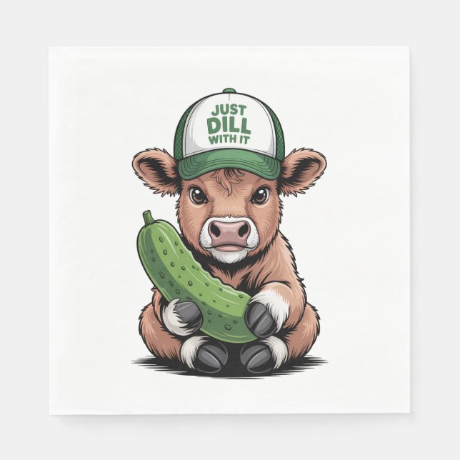 Just Dill with It Cow , Funny Pickle Napkins (Front)