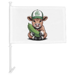 Just Dill with It Cow PNG, Funny Pickle Car Flag