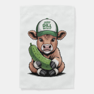 Just Dill with It Cow PNG, Funny Pickle Garden Flag