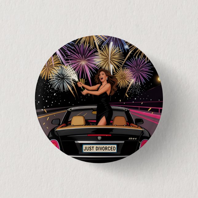Just Divorced Party Button, Divorce Celebration Button (Front)
