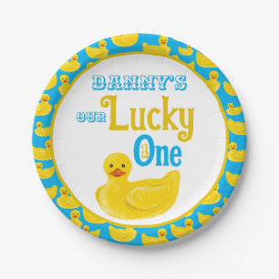 Just Ducky Lucky One First Birthday Invitation Paper Plates
