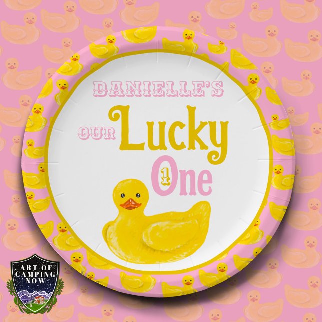 Just Ducky Lucky One First Birthday Invitation Paper Plates (Creator Uploaded)
