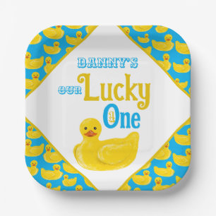Just Ducky Lucky One First Birthday Invitation Paper Plates