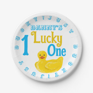 Just Ducky Lucky One First Birthday Invitation Paper Plates