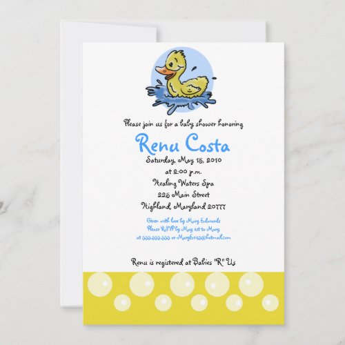 Just Ducky Yellow Duck 5x7 Baby Shower Invitation