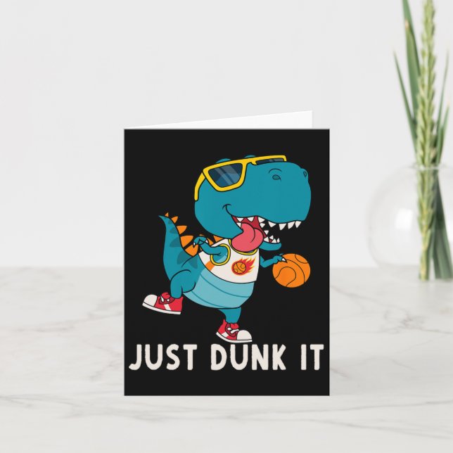 Just Dunk It Fun Dinosaur Bysketbyll League Slam D Card (Front)