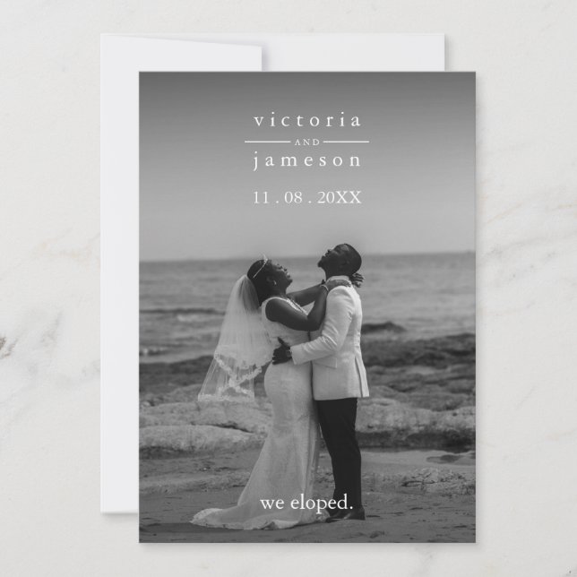 Just Eloped Modern Classic Elegant Wedding Invitation (Front)